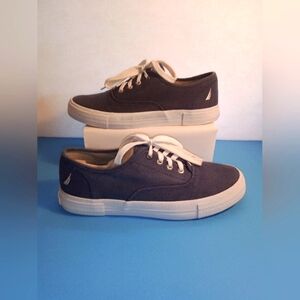 Nautica Women's Navy Canvas Low-Top Sneakers with White Soles
